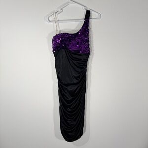 Ruby Rox One Shoulder Dress with Purple Sequins